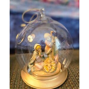 Fontanini Nativity Scene Christmas Ornament Glass Globe Holy Family